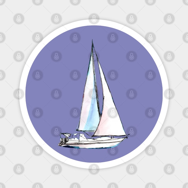 Sailboat – ship ahoy! Magnet by Elena Ehrenberg